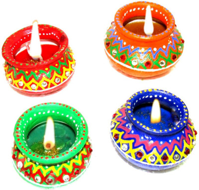 

Creative Mataki Deepak For Pooja Terracotta (Pack of 4) Table Diya Set(Height: 2 inch)