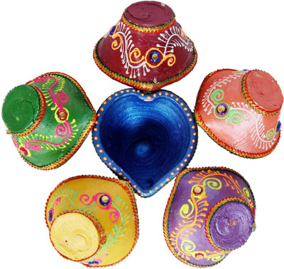 

Cretiv Traditional Terracotta (Pack of 6) Table Diya Set(Height: 2.5 inch)