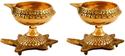 Maha Shakti Brass (Pack of 2) Table Diya Set(Height: 2 inch)