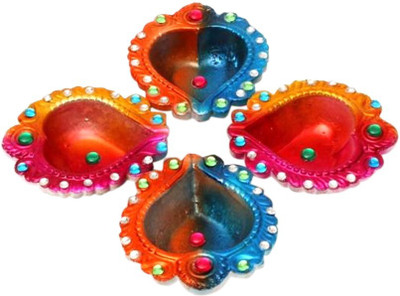 

Muhenera Pottery (Pack of 4) Table Diya Set(Height: 10 inch)