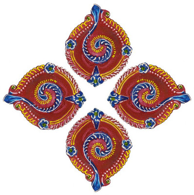 

Craft Art India Handmade Earthen Clay / Terracotta Decorative Dipawali / Diwali Diya / Tealight / Oil Lamps for Pooja / Puja , Size(CM):2.5x23x14.5 Terracotta (Pack of 4) Table Diya Set(Height: 1.57 inch)