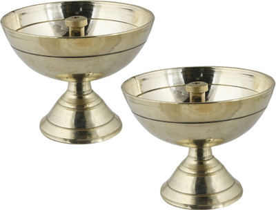 RoyaltyLane Brass (Pack of 2) Table Diya Set(Height: 2.2 inch)
