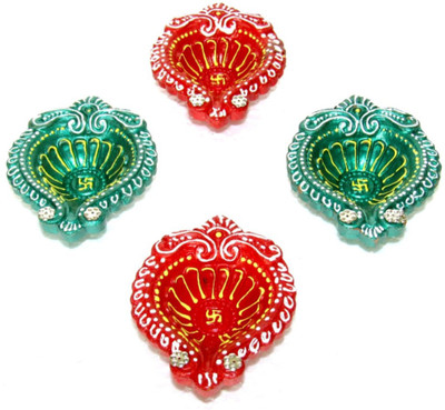 

Shree Sai Decorative Diwali Terracotta (Pack of 4) Table Diya Set(Height: 2 inch)