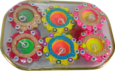 

Saffron Craft Terracotta (Pack of 6) Table Diya Set(Height: 1 inch)