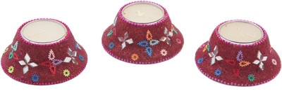 

JaipurCrafts Decorative Set Of 3 With Lac Work Aluminium (Pack of 3) Table Diya Set(Height: 2 inch)