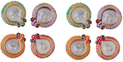 

Cretiv Wax Earthenware (Pack of 8) Table Diya Set(Height: 3 inch)