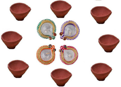 

Cretiv Ready Earthenware (Pack of 12) Table Diya Set(Height: 3 inch)