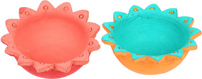 

Namaskaar India Terracotta (Pack of 2) Table Diya Set(Height: 1.5 inch)