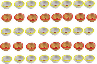 

RoyaL Indian Craft Set of 40 Craft Multicolor Diya Terracotta (Pack of 40) Table Diya(Height: 1 inch)