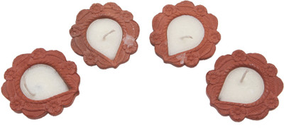 

JaipurCrafts Traditional Handmade Set Of 4 Terracotta (Pack of 4) Table Diya Set(Height: 1 inch)