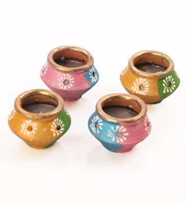 

Decardo Terracotta (Pack of 4) Table Diya Set(Height: 1 inch)