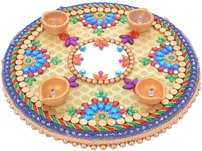 

Twisha Traditional Wooden Table Diya Set(Height: 1.5 inch)