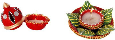 

Cretiv Kamal And Dome Earthenware (Pack of 2) Table Diya Set(Height: 3 inch)