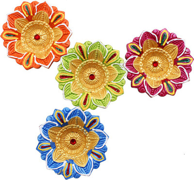 

Store Indya Earthenware (Pack of 4) Table Diya Set(Height: 1 inch)