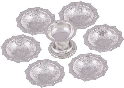 

Raj Laxmi Silver Plated (Pack of 7) Table Diya Set(Height: 2 inch)