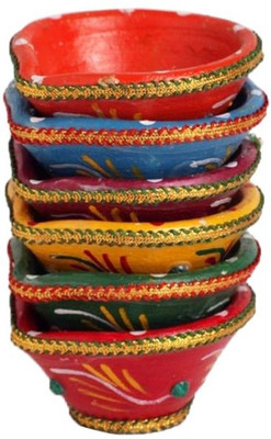 

Muhenera Pottery (Pack of 6) Table Diya Set(Height: 5 inch)
