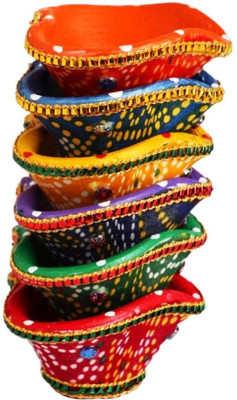 

Muhenera Pottery (Pack of 6) Table Diya Set(Height: 5 inch)