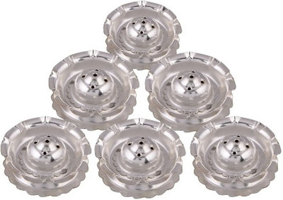 

Raj Laxmi Silver Plated (Pack of 6) Table Diya Set(Height: 1 inch)