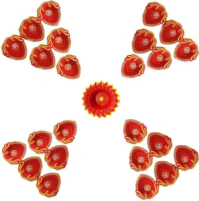 

CraftEra Exclusive Decorated Handmade 25 Diye Set For Diwali Festival Ceramic (Pack of 25) Table Diya Set(Height: 1.5 inch)
