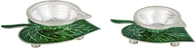 

Siri Creations Betal Leaf Silver (Pack of 2) Table Diya Set(Height: 1 inch)