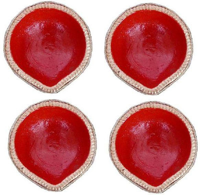 

Indigo Creatives Earthenware (Pack of 4) Table Diya Set(Height: 4 inch)