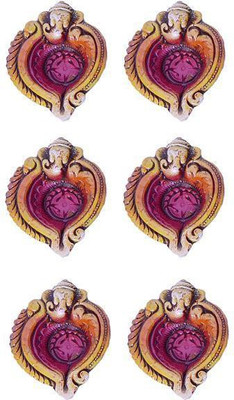 

Indigo Creatives Earthenware (Pack of 6) Table Diya Set(Height: 4 inch)