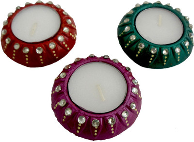 

Luxury Gifts By Nikki Earthenware (Pack of 3) Table Diya Set(Height: 1 inch)