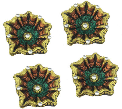 

Craft Art India Handcrafted Decorative Dipawali / Diwali Colourful Tealight / Oil Lamps For Pooja / Puja - Set Of 4 Terracotta (Pack of 4) Table Diya Set(Height: 1.18 inch)