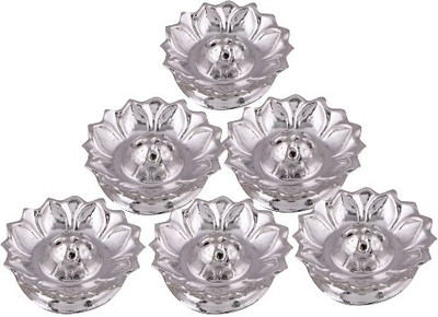 

Raj Laxmi Silver Plated (Pack of 6) Table Diya Set(Height: 1 inch)