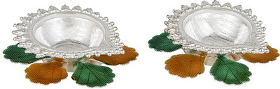 

Siri Creations Hibiscus Enamald Silver (Pack of 2) Table Diya Set(Height: 1 inch)