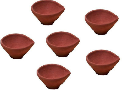

Cretiv Pooja Earthenware (Pack of 6) Table Diya Set(Height: 3 inch)