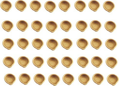 

RoyaL Indian Craft Set of 40 Golden Color Terracotta (Pack of 40) Table Diya(Height: 1 inch)
