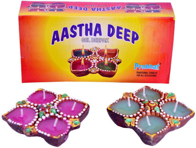 

Indigo Creatives Set of 4 in one 2 pcs Wax Instant Use Earthen Designer Diwali Puja Decorative Diya Set Earthenware (Pack of 4) Table Diya Set(Height: 5 inch)