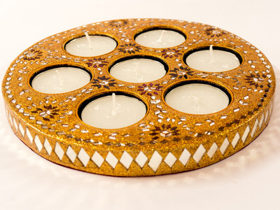 

Roop Rachana Creations Wooden Table Diya Set(Height: 1.5 inch)
