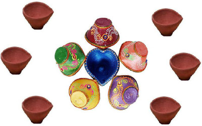

Cretiv Maghificient Earthenware (Pack of 12) Table Diya Set(Height: 3 inch)