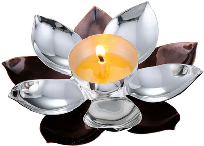 

Episode Lotus Jyot Small Silver Plated Table Diya(Height: 3.14 inch)