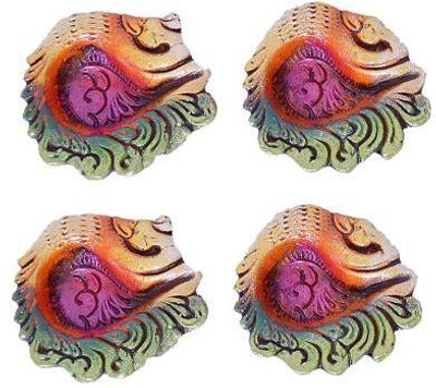 

Indigo Creatives Earthenware (Pack of 4) Table Diya Set(Height: 2 inch)