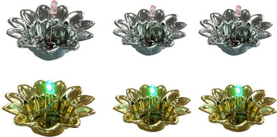 

Suman Creations Gold Silver LED Diya Set Plastic (Pack of 6) Hanging Diya(Height: 2.50 inch)