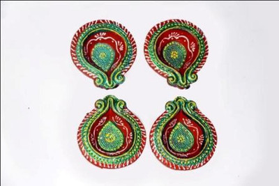 

TrendsandGifts Earthenware (Pack of 4) Table Diya Set(Height: 1 inch)