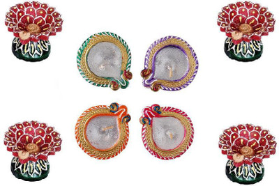 

Cretiv Wax Earthenware (Pack of 8) Table Diya Set(Height: 3 inch)