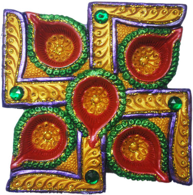

Karukraft Swastika Terracotta Table Diya(Height: 0.8 inch)