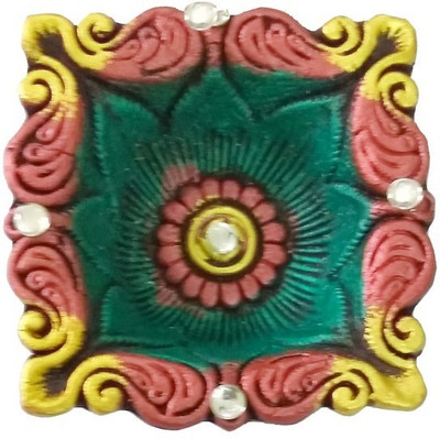 

Craft Art India Handmade Earthen Clay / Terracotta Decorative Dipawali / Diwali Diya / Tealight / Oil Lamps for Pooja / Puja , Size(CM):3.75x12.5x12.5 Terracotta Table Diya(Height: 1.5 inch)