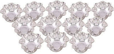 

Raj Laxmi Silver Plated (Pack of 12) Table Diya Set(Height: 1 inch)