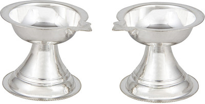 

Siri Creations Plain Nilanjana Silver (Pack of 2) Table Diya Set(Height: 2 inch)