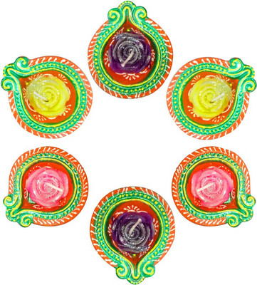 

Craft Art India Handmade Earthen Clay / Terracotta Decorative Dipawali / Diwali Diya / Tealight / Oil Lamps for Pooja / Puja , Size(CM):2.5x23x14.5 Terracotta (Pack of 6) Table Diya(Height: 1.18 inch)