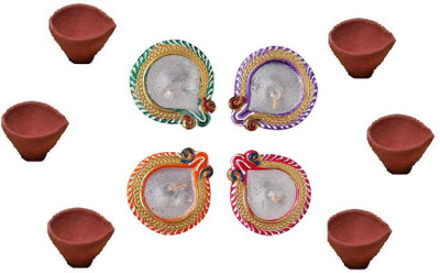 

Cretiv Combinations Earthenware (Pack of 10) Table Diya Set(Height: 3 inch)