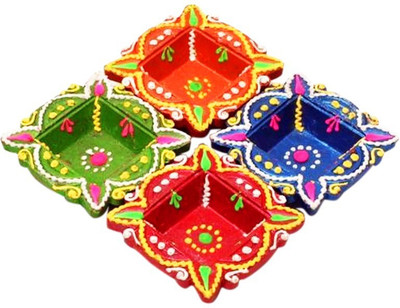 

Muhenera Pottery (Pack of 4) Table Diya Set(Height: 10 inch)