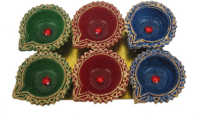 

Craft Art India Handmade Decorative Earthernware Dipawali / Diwali Tealight / Oil Lamps For Pooja / Puja - Set Of 12 Pcs. Terracotta (Pack of 6) Table Diya Set(Height: 0.98 inch)