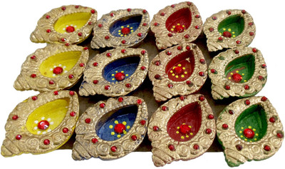 

Luxury Gifts By Nikki Earthenware (Pack of 12) Table Diya Set(Height: 1 inch)