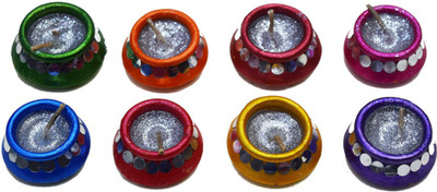

Karukraft Matka with Wax Terracotta (Pack of 8) Table Diya Set(Height: 0.8 inch)